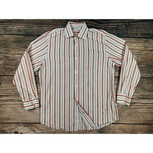 Banana Republic Shirt Men's L Large 16-16.5 Button Up Long Sleeve Striped Cotton